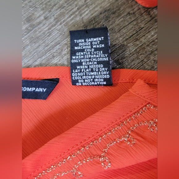 Vintage Y2K Asymetric Empire Tank Women's 12 Orange & Gold Boho New York & Co. - Picture 8 of 11